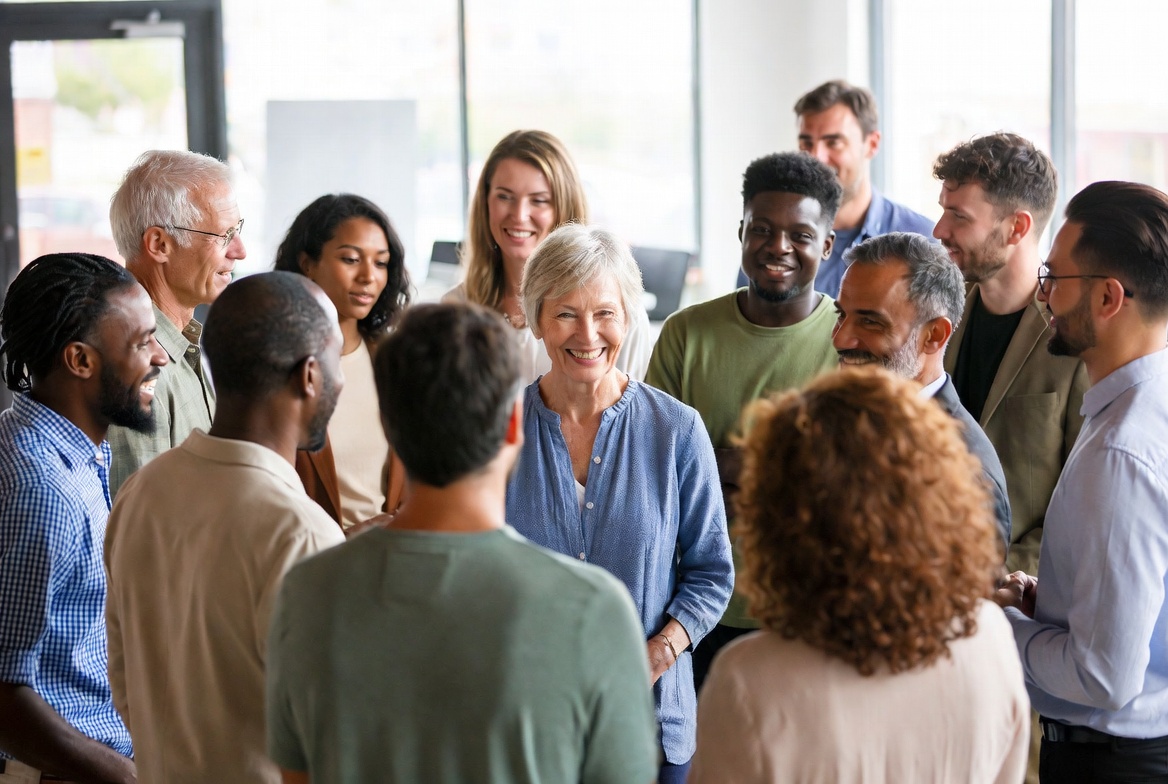 Diverse community members connecting